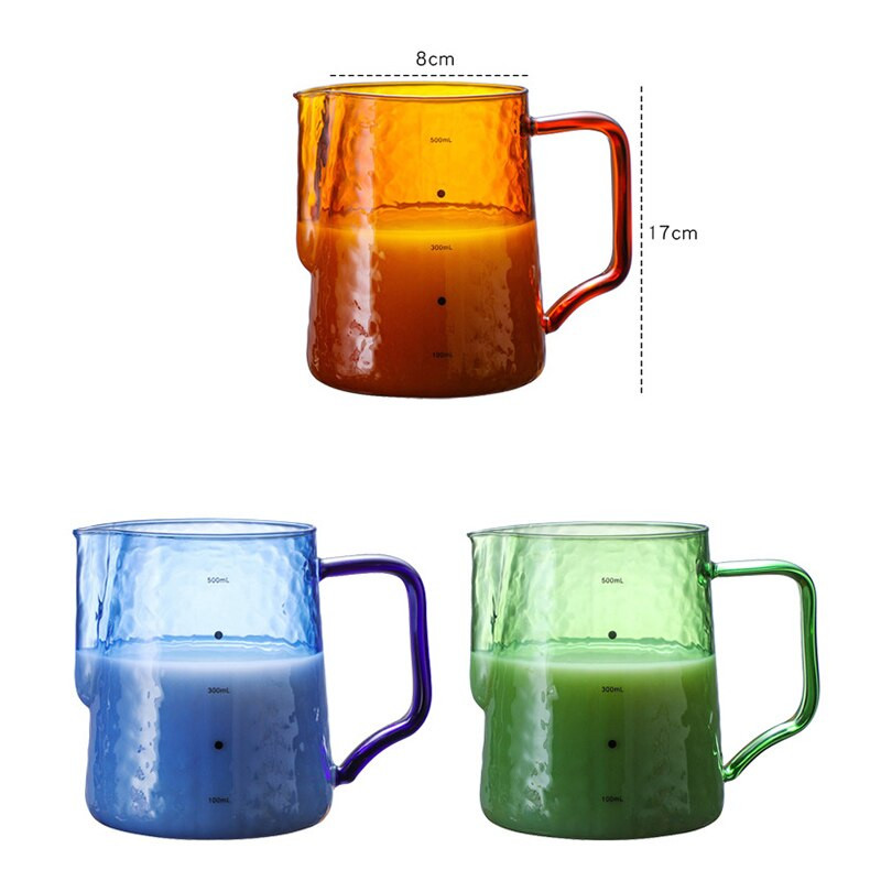 Üveg tejhabosító kancsó színes tejkancsó Kávékávé tejhabos kancsó Eszpresszó tejkancsó Barista 20oz/600ml