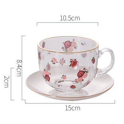 Пном Пен Стъклена чаша за кафе и чинийка Домакинска закуска Мляко Чаша за чай Офис Коремна чаша за вода