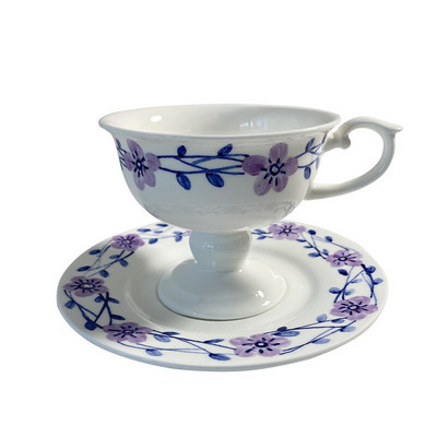 Rankomis dažyti Bone China puodeliai ir lėkštės Vintažinio europietiško arbatos puodelio kavos klasikinis išskirtinis dovanų dėžutė pastoracinis