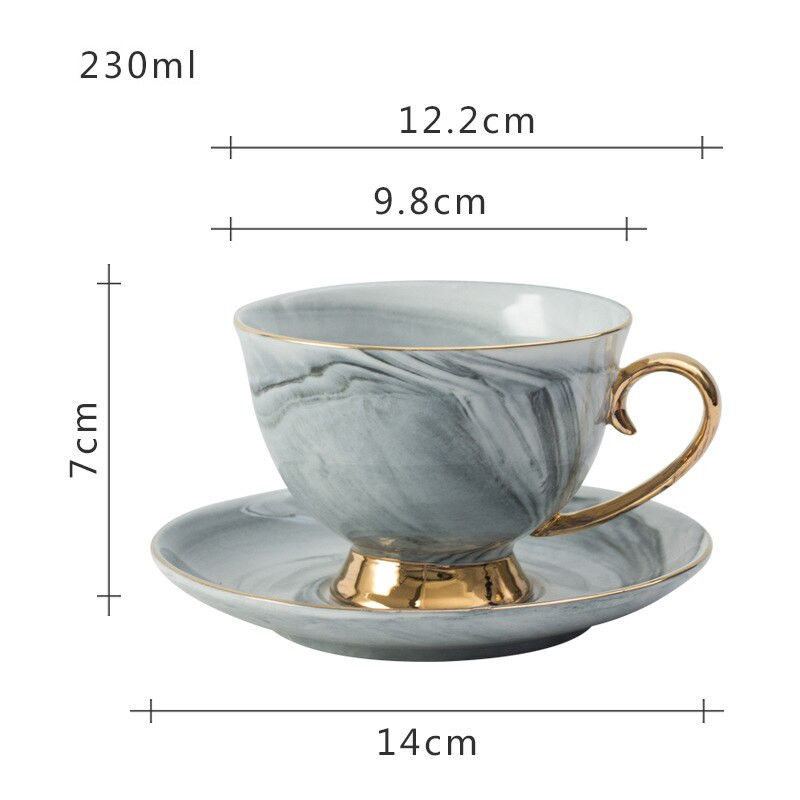 Marmurinio rašto kavos puodelio ir lėkštės rinkinys Minimalistinis ir daugkartinis popietės arbatos keramikinis raudonos arbatos puodelis Puodelis ir lėkštė