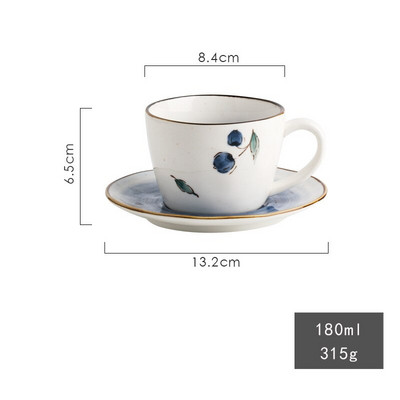 180 мл винтидж керамична чаша за кафе и чай и чинийка с шарка на плодове Млечен сок Чаша за многократна употреба Изолационна чаша с дръжка
