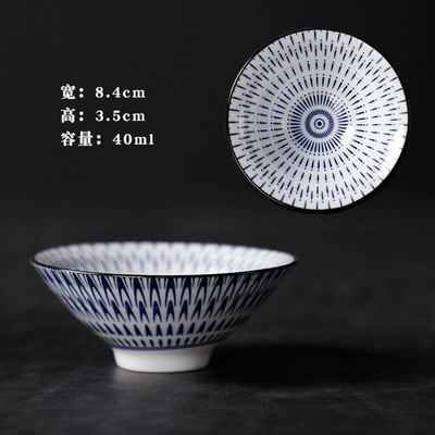 Kézzel festett kerámia bambusz-sapkás csésze Mester Kung Fu teáscsészék Jianzhan egyetlen elismerésű kék-fehér porcelán tálbögre