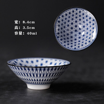 Kézzel festett kerámia bambusz-sapkás csésze Mester Kung Fu teáscsészék Jianzhan egyetlen elismerésű kék-fehér porcelán tálbögre