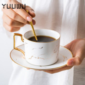 Marble Ceramic Coffee Poucer Poon Set 200ml Nordic Tea Cup Matt Porcelain Tea Set Advanced Teacup Cafe Cup Espresso