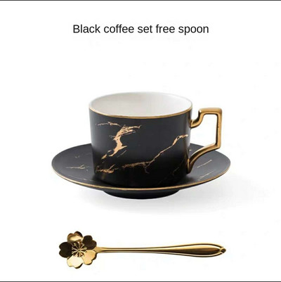 Marble Ceramic Coffee Poucer Poon Set 200ml Nordic Tea Cup Matt Porcelain Tea Set Advanced Teacup Cafe Cup Espresso