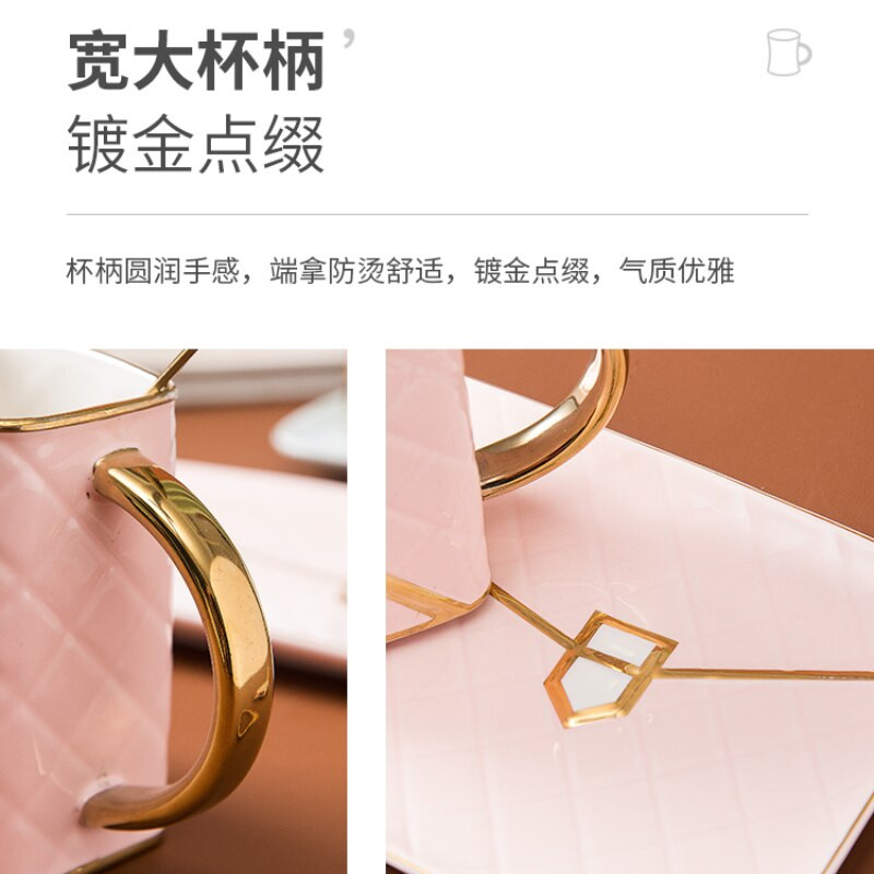 Rankinės formos kūrybingas puodelis su lėkšte ir šaukštu Šiaurės keramikos pieno arbatos puodelis Biuro puodeliai Geriamųjų reikmenų Kūrybiniai kavos puodelių rinkiniai