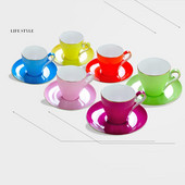 220ml, színes csontporcelán kávés csésze és csészealj készlet, Nespresso csészekészlet, Tazas cafe termos kávés bögre, Cappuccino csészekészlet