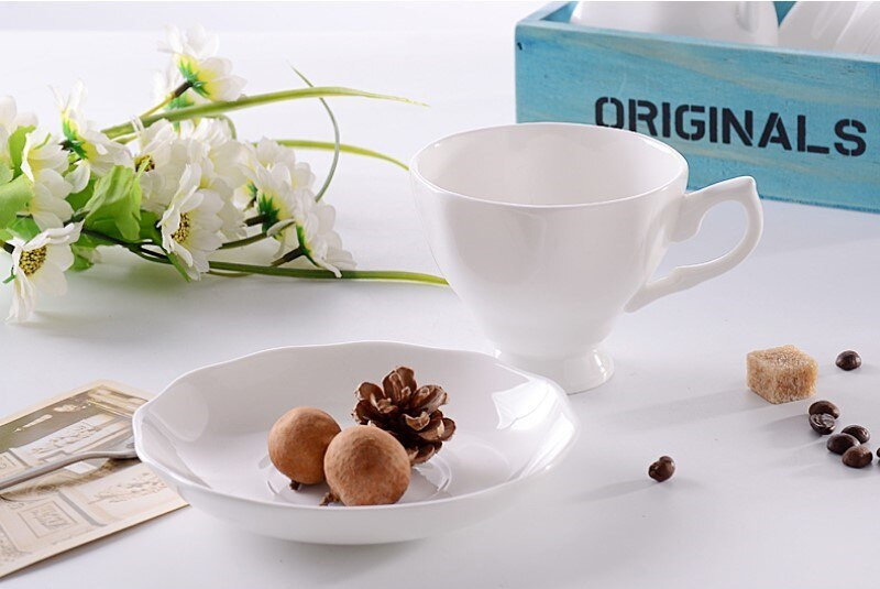 180ml, sima fehér kerámia kávés csésze készlet, cafe elegáns kávéscsésze és csészealj, angol csontporcelán teáskészlet, cafeteira espresso
