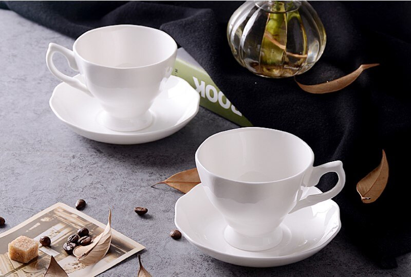 180ml, sima fehér kerámia kávés csésze készlet, cafe elegáns kávéscsésze és csészealj, angol csontporcelán teáskészlet, cafeteira espresso