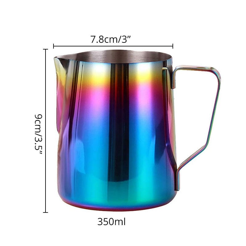 Urcior pentru spuma de lapte pentru Latte Art, căni de cafea de culoare curcubeu Spuma de lapte aburind din oțel inoxidabil pentru espresso, 350/600 ml