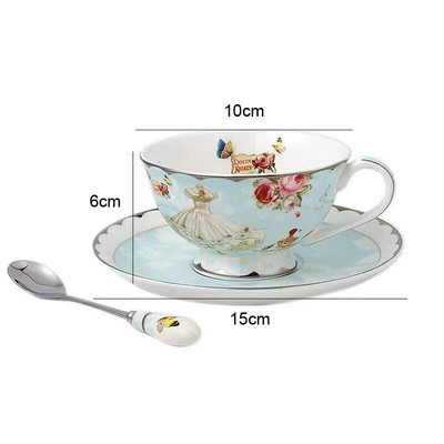 Creative Royal Teasets Vintage Rose Flower Bone China teáscsésze és csészealj és kanalas brit kávéscsészék ételek aranyozott díszítéssel