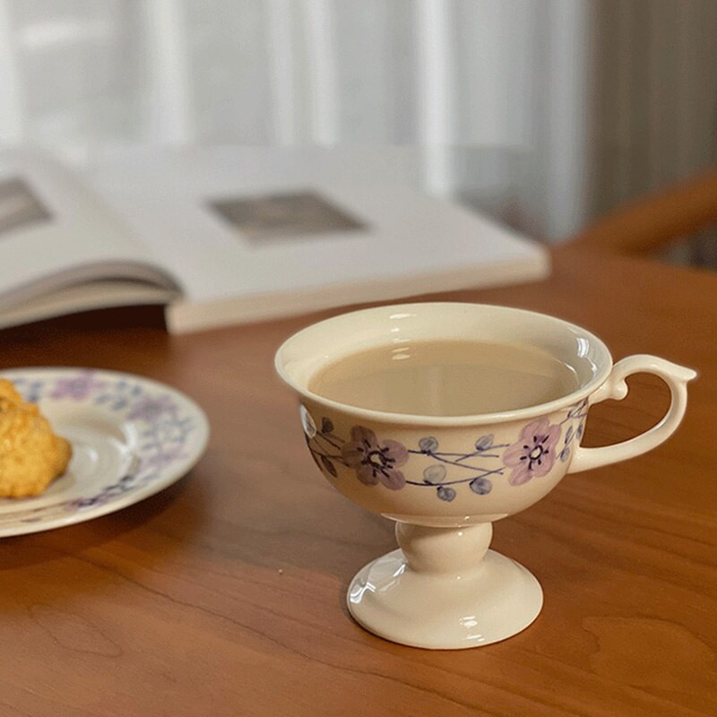 Kézzel festett Bone China csészék és csészealjak Vintage európai stílusú teáscsésze kávé Klasszikus, kifinomult díszdoboz pasztorális