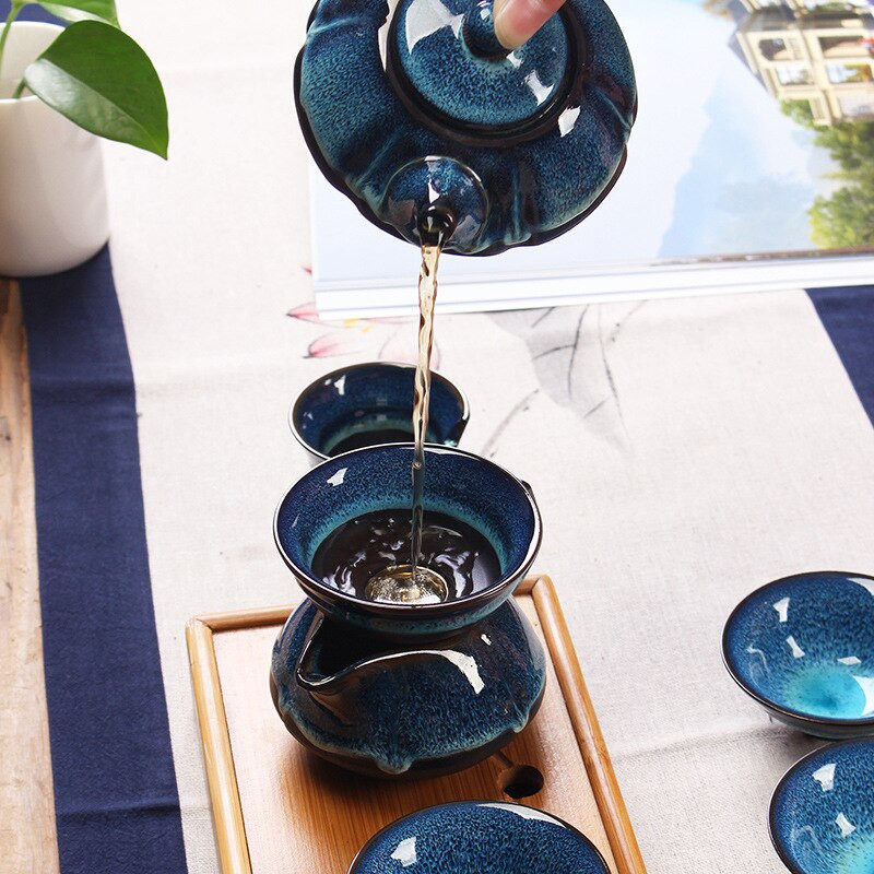 7 DB/készlet Kínai Kung Fu teáskészlet Jingdezhen kerámia teáskészlet kínai teáscsésze porcelén teáscsészék 1 teáskanna + 6 csésze jó ajándék