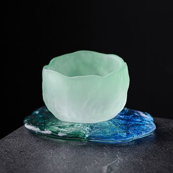 Японски стил Glacier Blue pink and Green Country Tide Wind Small Tea Cup Sake Cup Gradient Color Glass Cup Hostess Tea Cup Set