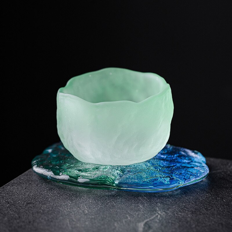 Γιαπωνέζικο στυλ Glacier Blue pink and Green Country Tide Wind Μικρό φλιτζάνι τσαγιού Κύπελλο σακέ ντεγκραντέ Χρώμα Glass Cup Hostess Tea Cup