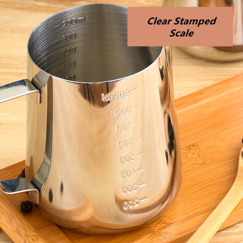 Rozsdamentes acél tejkannák Kreativitás Kézműves tejhabosító edény kávé Cappuccino Art Espresso Barista gőzpohár 350/600/100Ml