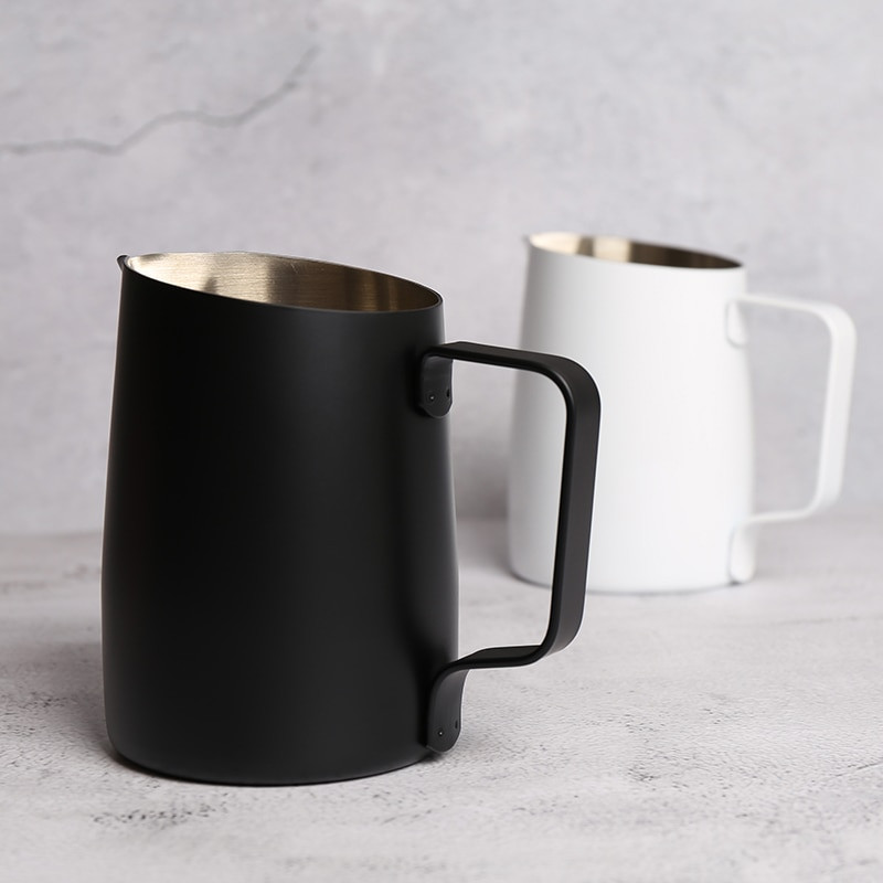 Aukštos kokybės nerūdijančio plieno pieno ąsočiai Espreso kavos ąsočiai virtuvėje Namų kavos ąsočiai Latte Pieno putojimo ąsočiai Kavos įrankiai