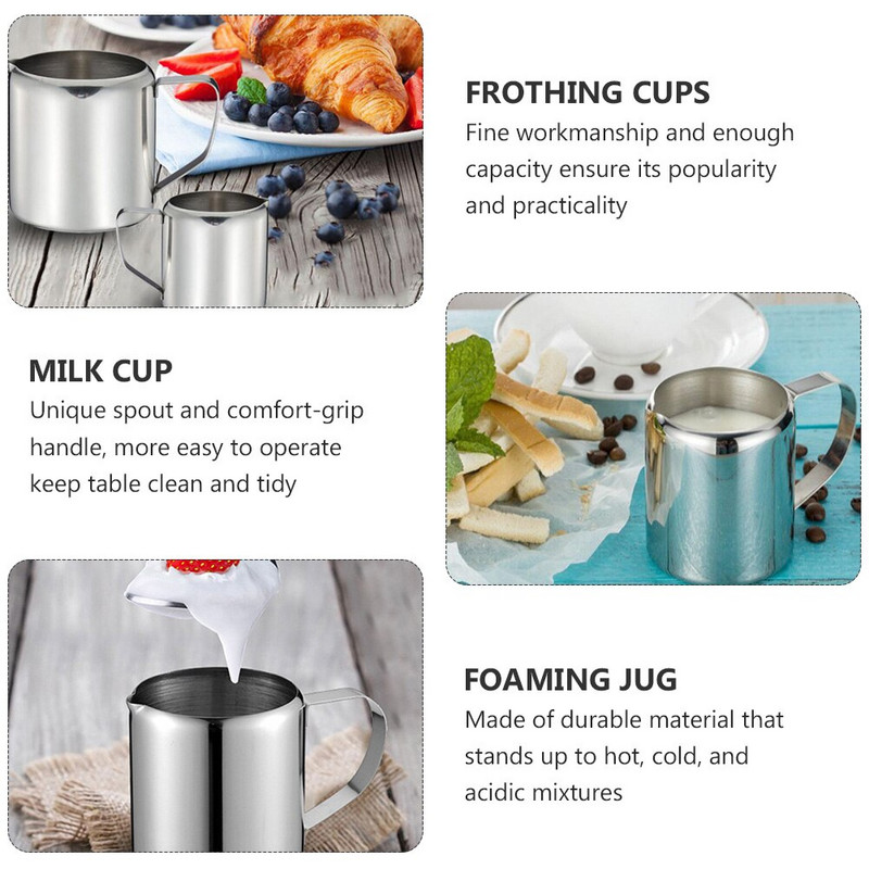 Чаша Jugpitcher Чаша за разпенване на сметана Чаши за наливане на кафе от неръждаема стомана Еспресо Пенообразувател за капучино Метални кани Сос Мед Пара