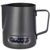 Urcică de spumare a laptelui din oțel inoxidabil cu termometru integrat, 20 oz/600 ml de cafea cu lapte, cappuccino, ulcior de spumare Latte Art