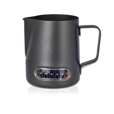 Urcică de spumare a laptelui din oțel inoxidabil cu termometru integrat, 20 oz/600 ml de cafea cu lapte, cappuccino, ulcior de spumare Latte Art