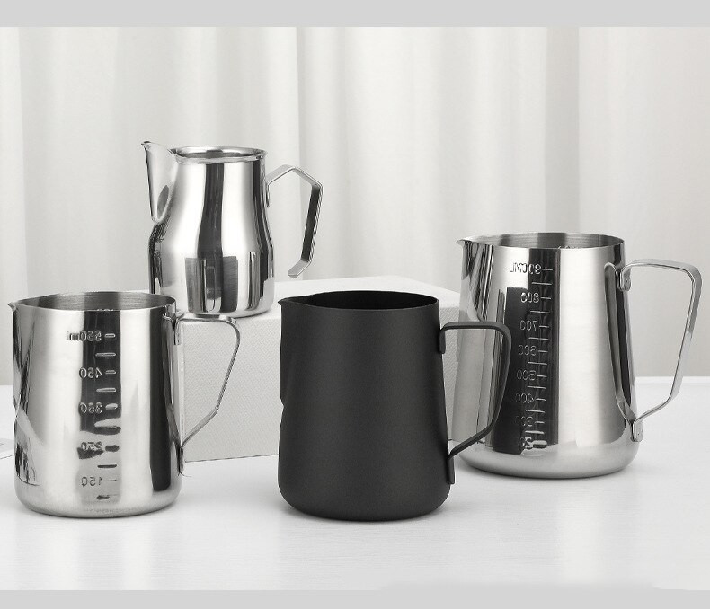 Nerūdijančio plieno pieno putų ąsotis Espreso kava Barista Craft Latte Cappuccino Pieno ąsočiai Gėlių puodelis Kavos reikmenys