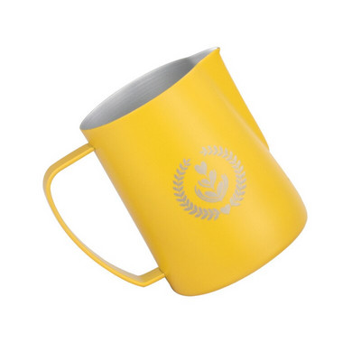 Tejgőzölő haboskancsó, rozsdamentes acél, tapadásmentes tejkancsó húzható virágcsésze, tökéletes kávéhoz Cappuccino Latte Art 600 ml