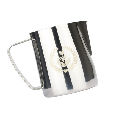 Tejgőzölő haboskancsó, rozsdamentes acél, tapadásmentes tejkancsó húzható virágcsésze, tökéletes kávéhoz Cappuccino Latte Art 600 ml