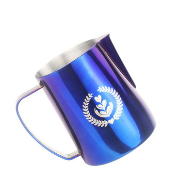 Tejgőzölő haboskancsó, rozsdamentes acél, tapadásmentes tejkancsó húzható virágcsésze, tökéletes kávéhoz Cappuccino Latte Art 600 ml
