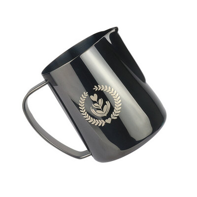 Tejgőzölő haboskancsó, rozsdamentes acél, tapadásmentes tejkancsó húzható virágcsésze, tökéletes kávéhoz Cappuccino Latte Art 600 ml