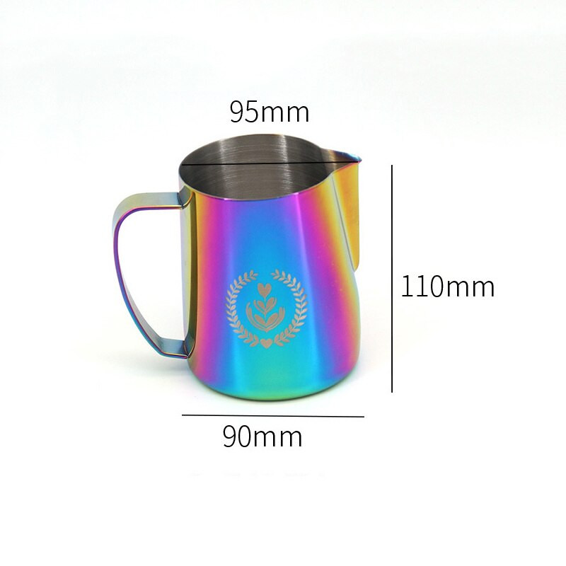 Tejgőzölő haboskancsó, rozsdamentes acél, tapadásmentes tejkancsó húzható virágcsésze, tökéletes kávéhoz Cappuccino Latte Art 600 ml