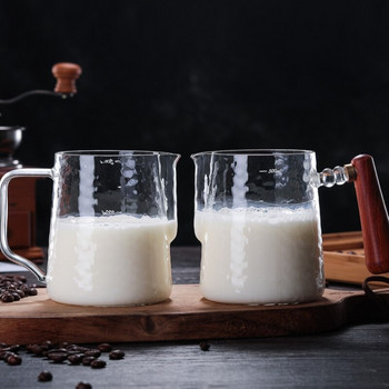 600ml Πυκνωμένο Χειροποίητο Γυάλινο Καφετιέρα Pull Flower Cylinder Καφετιέρα ασορτί φλιτζάνι αφρού γάλακτος Κανάτα για αφρόγαλα
