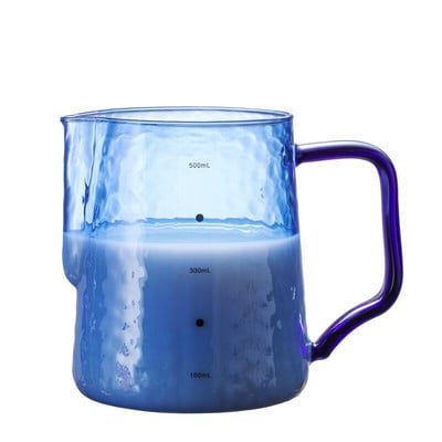 600 ml-es sűrített kézzel készített üveg kávéhúzó virághengeres kávéfőző, hozzáillő tejhab csésze készülék tejhabos kancsó