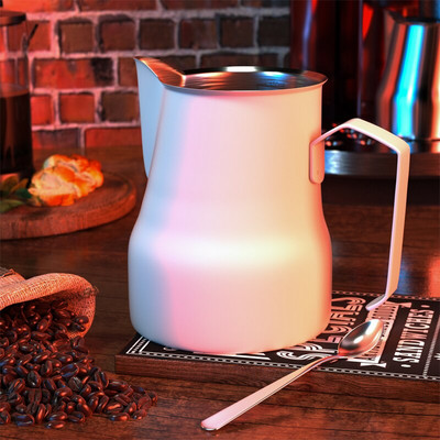 Rozsdamentes acél tejhab csésze, espresso pull Flower csésze, mérőpohár belső skálával, 350 ml/500 ml tejtartály