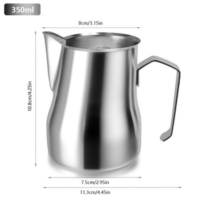 Rozsdamentes acél tejhab csésze, espresso pull Flower csésze, mérőpohár belső skálával, 350 ml/500 ml tejtartály