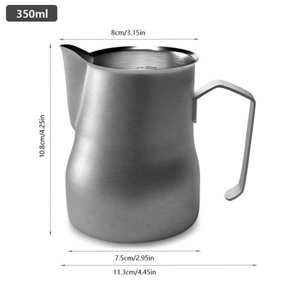 Rozsdamentes acél tejhab csésze, espresso pull Flower csésze, mérőpohár belső skálával, 350 ml/500 ml tejtartály