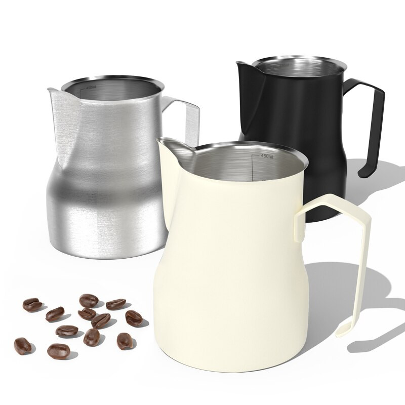 Rozsdamentes acél tejhab csésze, espresso pull Flower csésze, mérőpohár belső skálával, 350 ml/500 ml tejtartály
