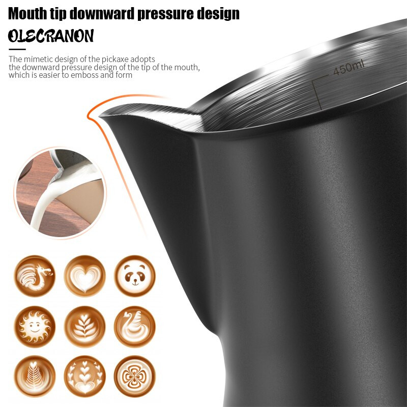 Rozsdamentes acél tejhab csésze, espresso pull Flower csésze, mérőpohár belső skálával, 350 ml/500 ml tejtartály