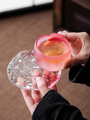 Japán stílusú gleccser kék rózsaszín és zöld vidéki dagály szél kis teáscsésze szaké csésze színátmenetes üvegpohár Hostess teáscsésze készlet