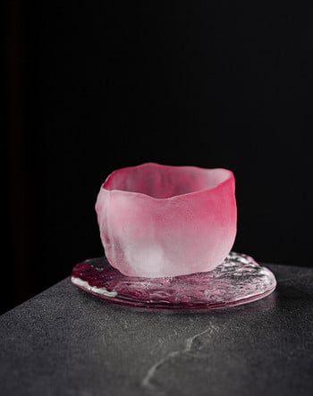 Японски стил Glacier Blue pink and Green Country Tide Wind Small Tea Cup Sake Cup Gradient Color Glass Cup Hostess Tea Cup Set