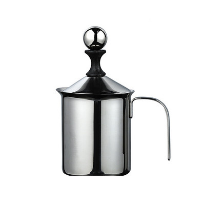 400 ml rankinis pieno putų plakiklis Buitinis nerūdijančio plieno kavos putotuvas dvigubo tinklelio kavos kapučino putojimas grietinėlės virtuvės įrankiai