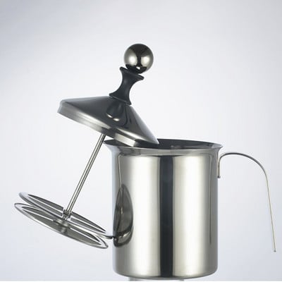 400 ml rankinis pieno putų plakiklis Buitinis nerūdijančio plieno kavos putotuvas dvigubo tinklelio kavos kapučino putojimas grietinėlės virtuvės įrankiai