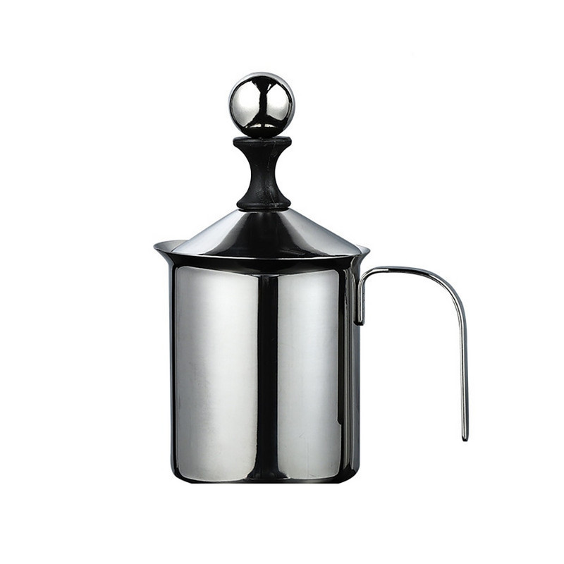 400 ml rankinis pieno putų plakiklis Buitinis nerūdijančio plieno kavos putotuvas dvigubo tinklelio kavos kapučino putojimas grietinėlės virtuvės įrankiai