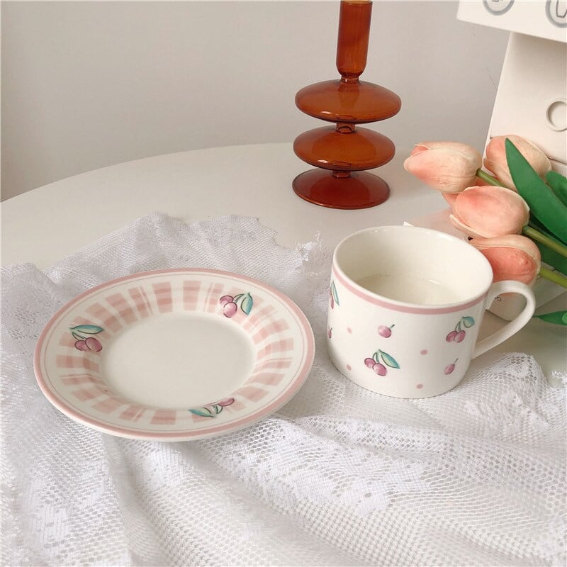 Holaroom Creative kavos puodelis arbatos puodelio lėkštės rinkinys Praktiškas pyragas Desertinė lėkštė Keraminė lėkštė Pieno arbatos gėrimo puodelis Virtuvės prietaisai