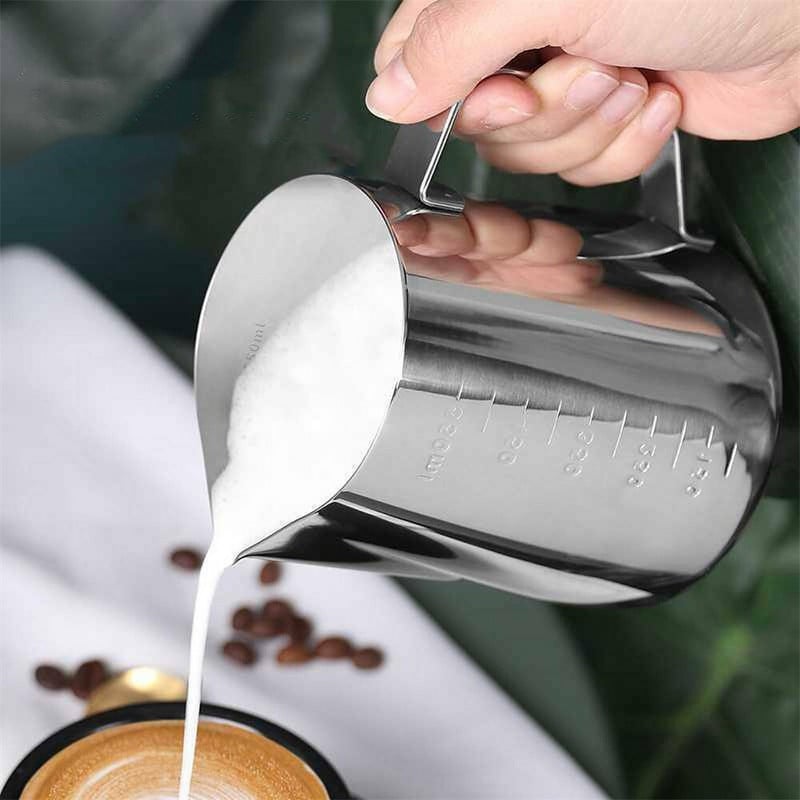 350 ml pieno putojimo ąsočio ąsotis iš nerūdijančio plieno kavos įrankių puodelis Espresso Latte Art ir pieno putų plakimo puodeliams
