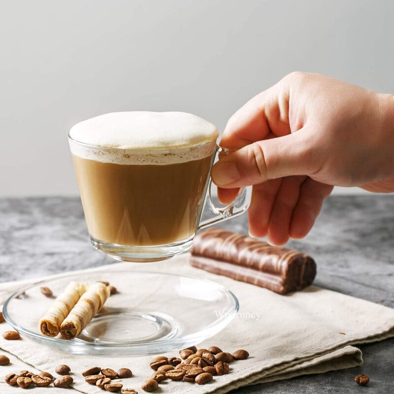 Wudruncy üvegcsészék és csészealj készlet átlátszó üveg kávésbögrék készlet Ideális 6,5 uncia csésze cappuccino latte mokkához és teához