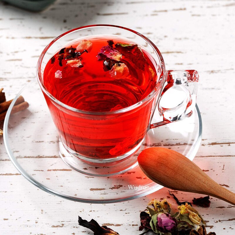 Wudruncy üvegcsészék és csészealj készlet átlátszó üveg kávésbögrék készlet Ideális 6,5 uncia csésze cappuccino latte mokkához és teához