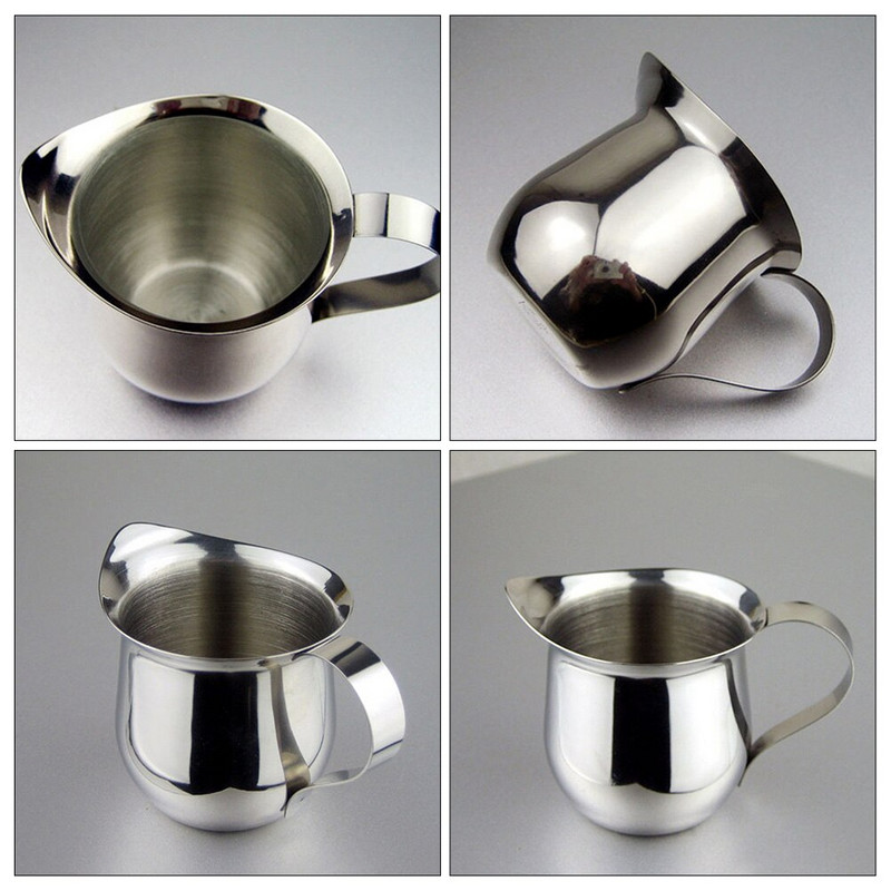 Puodelis ąsočio grietinėlės kavos puodeliai Mini espreso putojantis ąsotis Padažas Metalinis varpelis salotų ąsočiai Užpilo piltuvas Barista Matavimas
