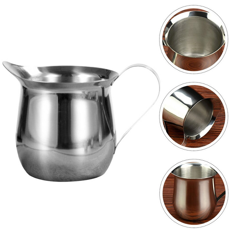Puodelis ąsočio grietinėlės kavos puodeliai Mini espreso putojantis ąsotis Padažas Metalinis varpelis salotų ąsočiai Užpilo piltuvas Barista Matavimas