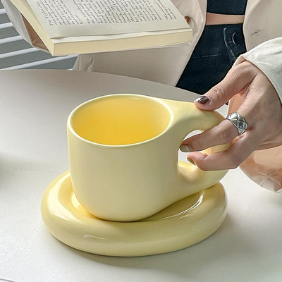 Персонализирана новост Чаша за кафе Latte Art Funny Restaurant Cappuccino Cup Dessert Xicaras Fofas E Diferentes Teaware Kawaii Cups