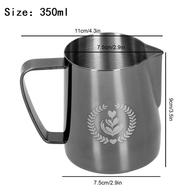 Rozsdamentes acél tejeskancsó kávéhabosító csésze 350 ml/600 ml hegyes szájú tejhabosító csésze kávéskanna otthoni konyhai bárhoz